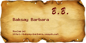 Baksay Barbara névjegykártya